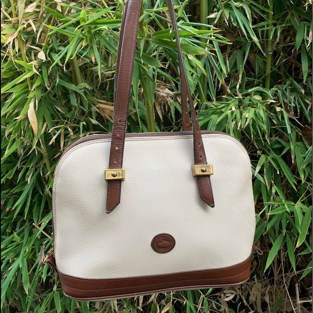 Genuine vintage DOONEY & BOURKE off white All Weather Leather dome satchel bag